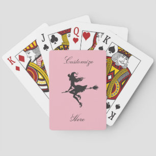 Witch Riding Broom Halloween Thunder_Cove Poker Cards