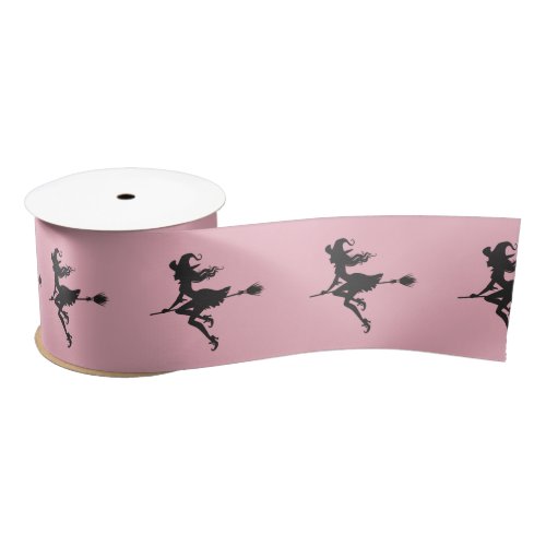 Witch Riding Broom Halloween Thunder_Cove Satin Ribbon