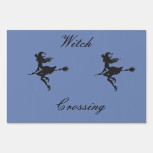 Witch Riding Broom Halloween Thunder_Cove Sign
