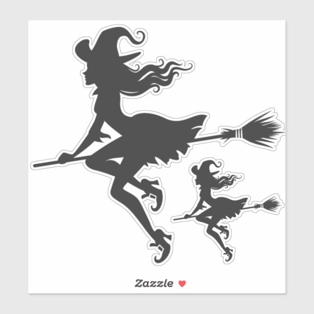 Witch Riding Broom Halloween Thunder_Cove Sticker (Sheet)