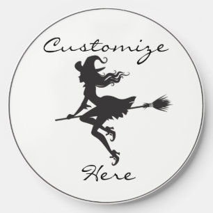 Witch Riding Broom Halloween Thunder_Cove  Wireless Charger