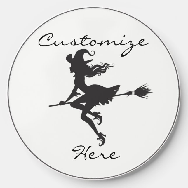 Witch Riding Broom Halloween Thunder_Cove  Wireless Charger (Front)
