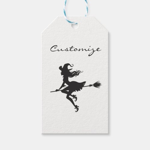 Witch Riding Broom Thunder_Cove  Halloween Gift Tags