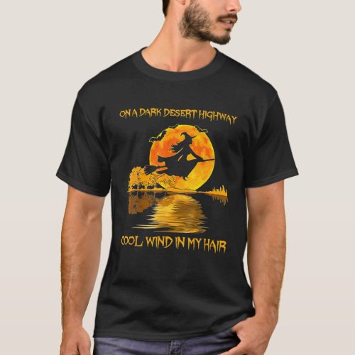 Witch Riding Brooms On A Dark Desert Highways Cat T_Shirt
