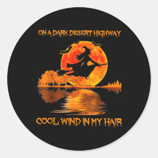 Witch Riding Brooms On A Dark Desert Highways Hall Classic Round Sticker