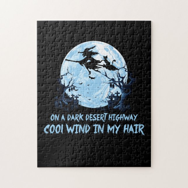 Witch Riding Brooms On A Dark Desert Highways Jigsaw Puzzle (Vertical)