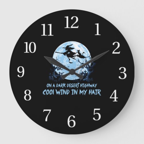 Witch Riding Brooms On A Dark Desert Highways Large Clock