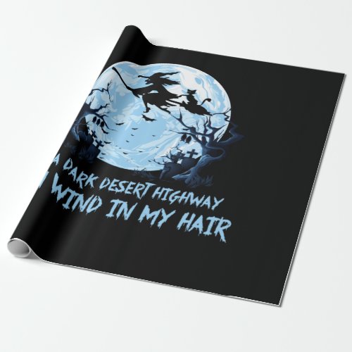 Witch Riding Brooms On A Dark Desert Highways Wrapping Paper