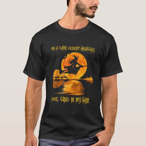 Witch Riding Brooms On A Dark Funny Halloween Men T_Shirt