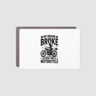 Witch Riding Motorcycle Halloween Car Magnet