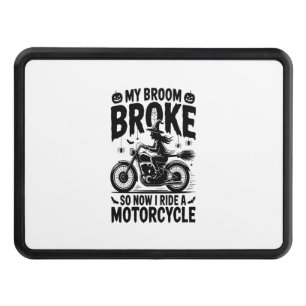 Witch Riding Motorcycle Halloween Hitch Cover