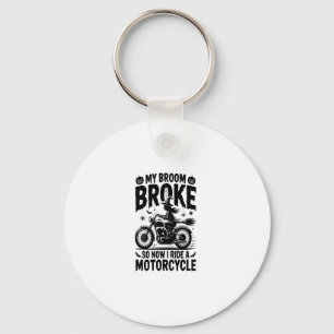 Witch Riding Motorcycle Halloween Keychain