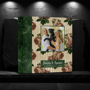 Witch Rose Floral   Vintage Cream Pink and Green 3 Ring Binder