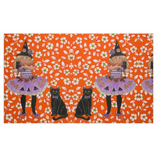 Witch’s and Cats Halloween Fabric