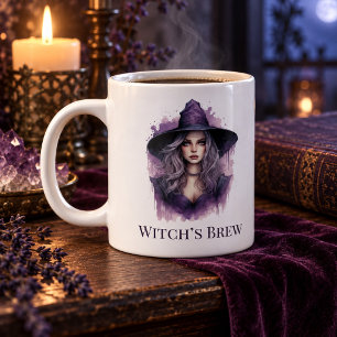 Witch’s Brew – Purple Witch Art Halloween Giant Coffee Mug