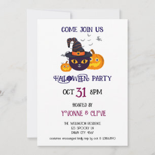 Witch’s Fur-miliar Halloween Party Invitation