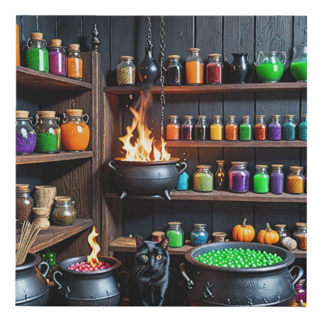 Witch’s Potion Room A Magical Alchemist’s Haven Faux Canvas Print (Front)