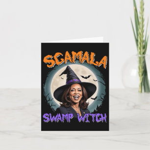 Witch Scamala Harris Anti Kamala Halloween Black P Card