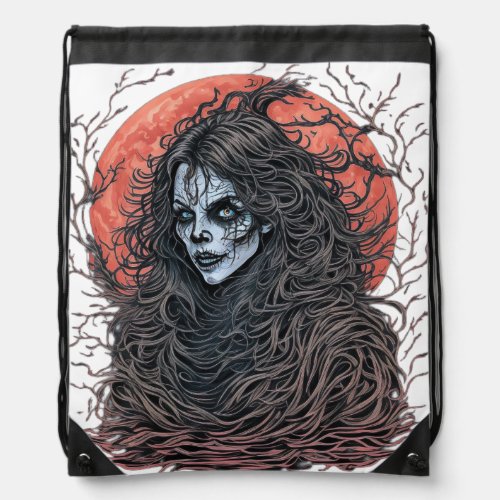 Witch Scary Illustration Drawstring Backpack