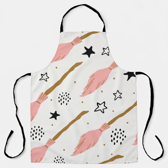 Witch School Magic Doodle Pattern Apron (Front)