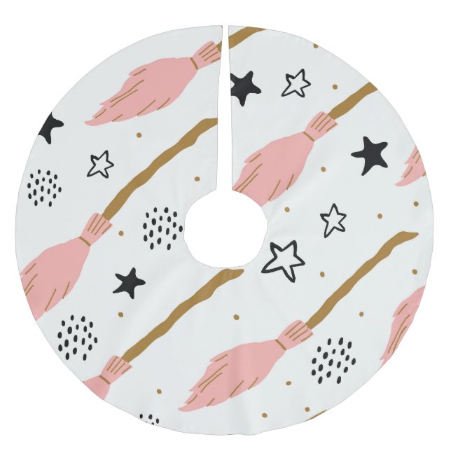 Witch School Magic Doodle Pattern Brushed Polyester Tree Skirt (Front)