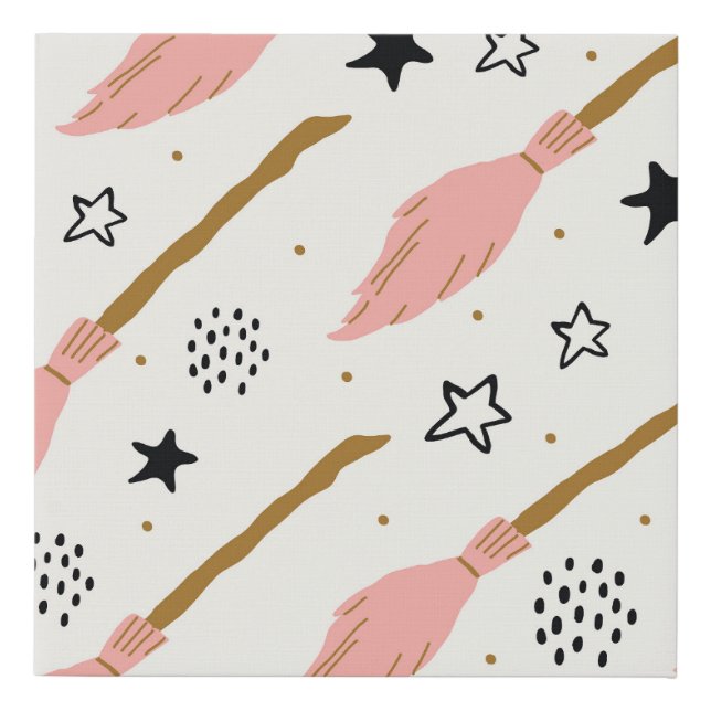 Witch School Magic Doodle Pattern Faux Canvas Print (Front)