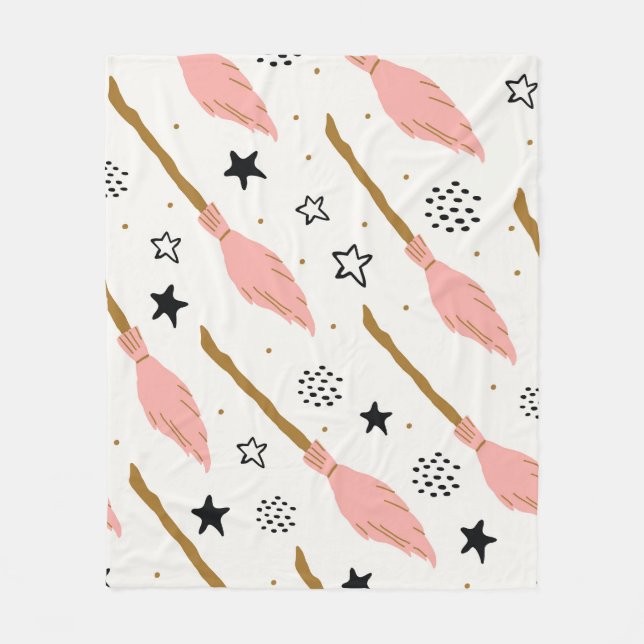 Witch School Magic Doodle Pattern Fleece Blanket (Front)