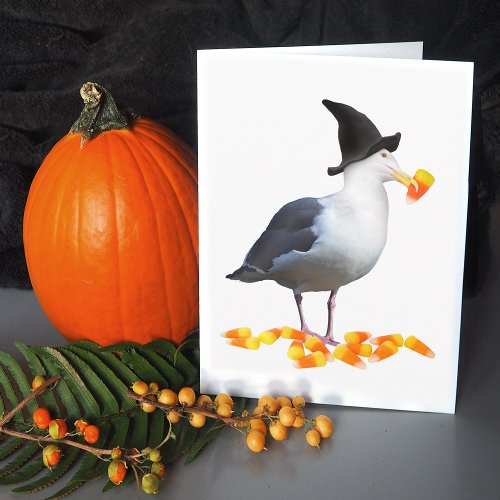 Witch Seagull Halloween Card