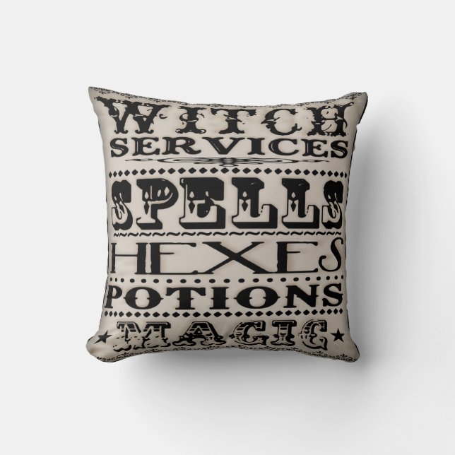 Witch Services #2 Throw Pillow (Front)