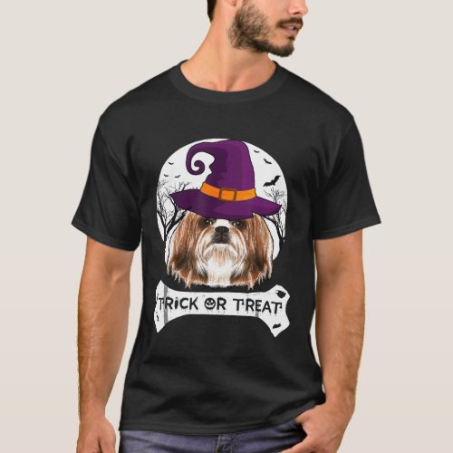 Witch Shih Tzu Trick Or Treat Dog Halloween Costum T_Shirt