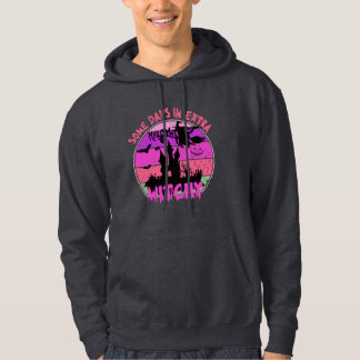 Witch Silhouette Castle - Retro Sunset Halloween Hoodie