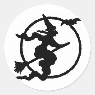 Witch Silhouette Classic Round Sticker
