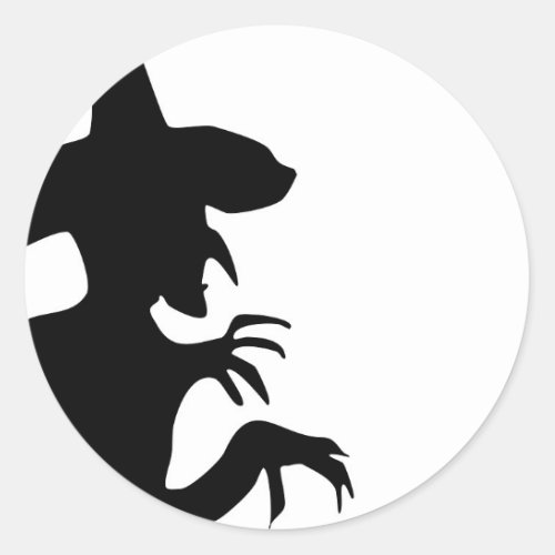 Witch Silhouette Classic Round Sticker