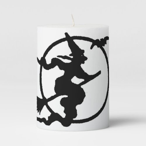 Witch Silhouette Pillar Candle