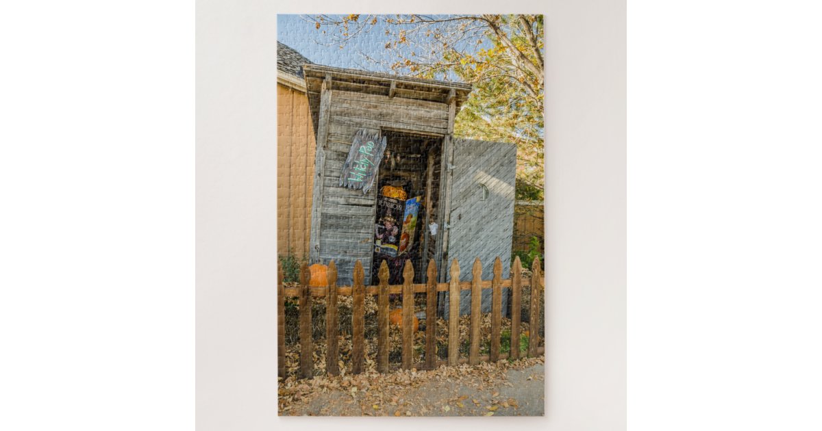 Witch Sitting in an Outhouse Jigsaw Puzzle Zazzle