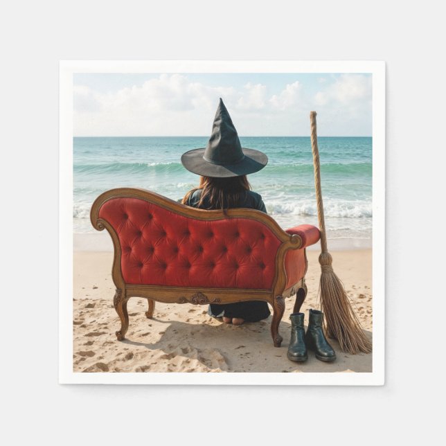 Witch Sitting On a Seashore Sofa Napkins (Front)