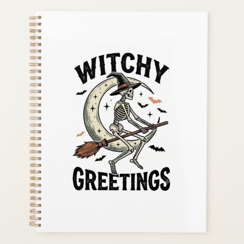 Witch Skeleton Graphic Witchy Greetings Vintage Ha Planner