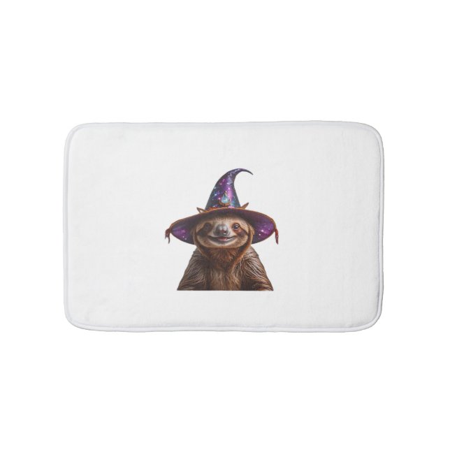 Witch Sloth Halloween trick or treat spooky pumpki Bath Mat (Front)