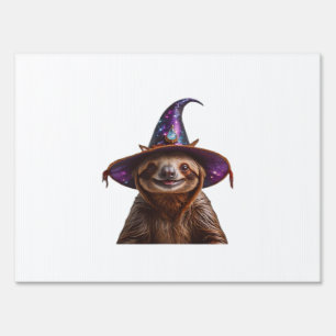 Witch Sloth Halloween trick or treat spooky pumpki Sign