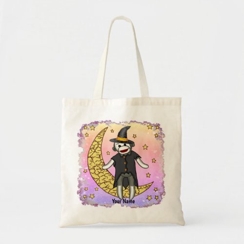 Witch Sock Monkey custom name  Tote Bag