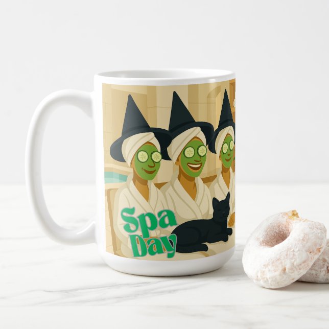 Witch Spa Day Funny Humor  Coffee Mug (With Donut)