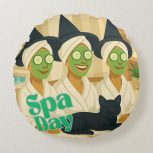 Witch Spa Day Funny Humor Round Pillow