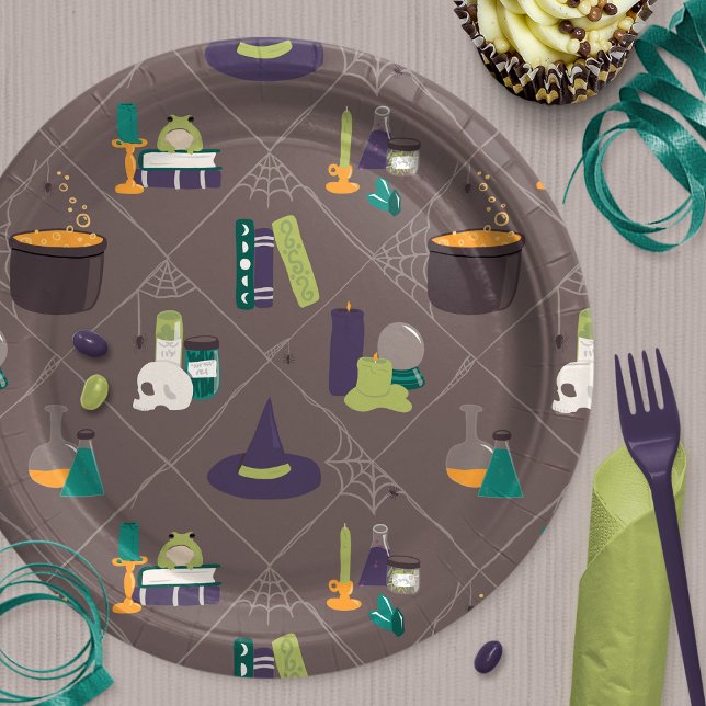 Witch Spell Supplies Halloween Paper Plates (Creator Uploaded)