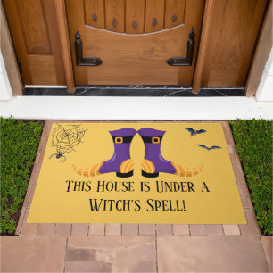 Witch Spell Witch Boots Bats Spider Web Halloween Doormat