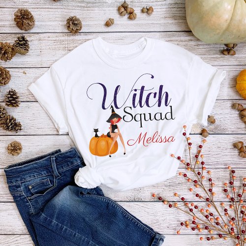 Witch Squad Fun Girls Halloween Glitter T_Shirt