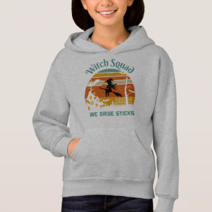 WITCH SQUAD WE DRIVE STICKS RETRO HALLOWEEN  HOODIE