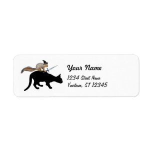 Witch Squirrel on Black Cat Return Address Labels