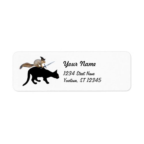 Witch Squirrel on Black Cat Return Address Labels