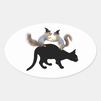 Witch Squirrels on Black Cat Stickers