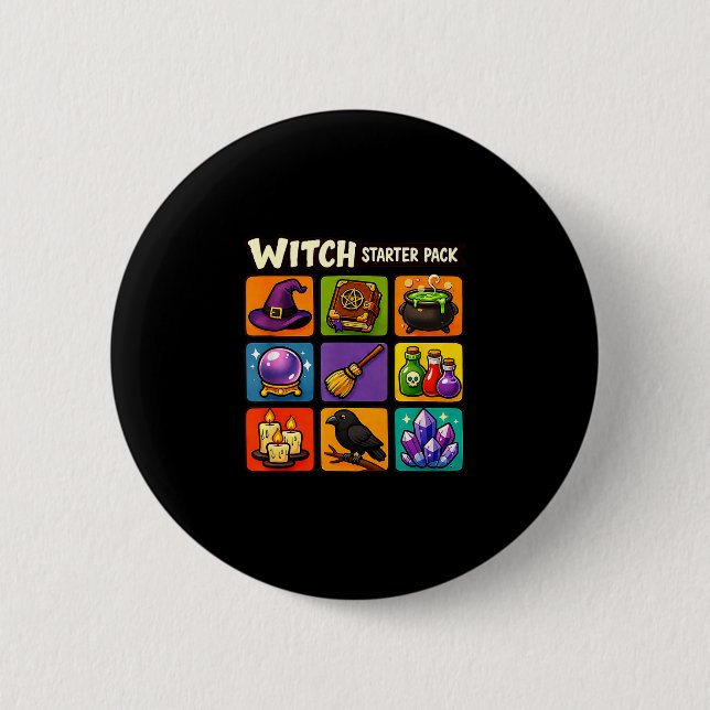 Witch starter pack funny magic witchcraft button (Front)